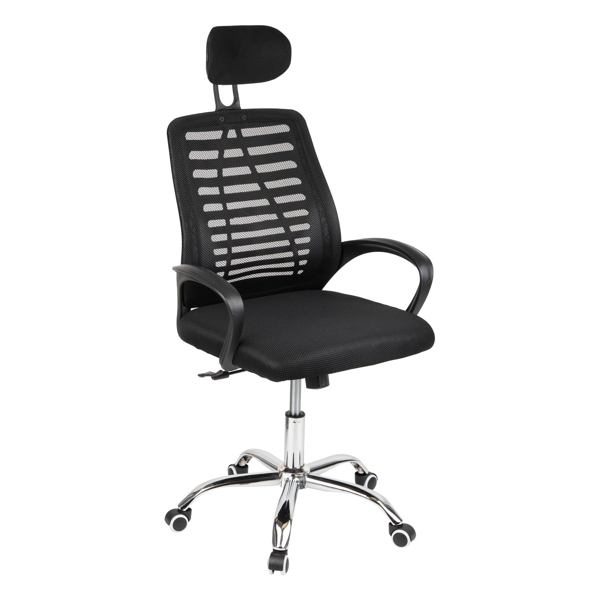 Mind Reader Office Chair with Wheels, Height Adjustable, Desk Chair, Office, 24"L x 20"W x 44-50"H, Black